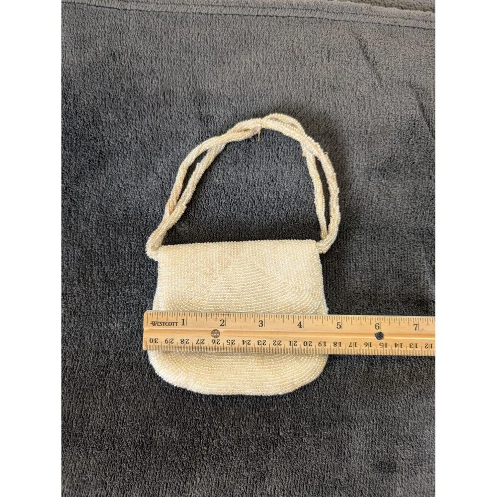 Vintage Midcentury Richere Bag by Walborg Japan Mini‎ Cream Beaded Handbag
